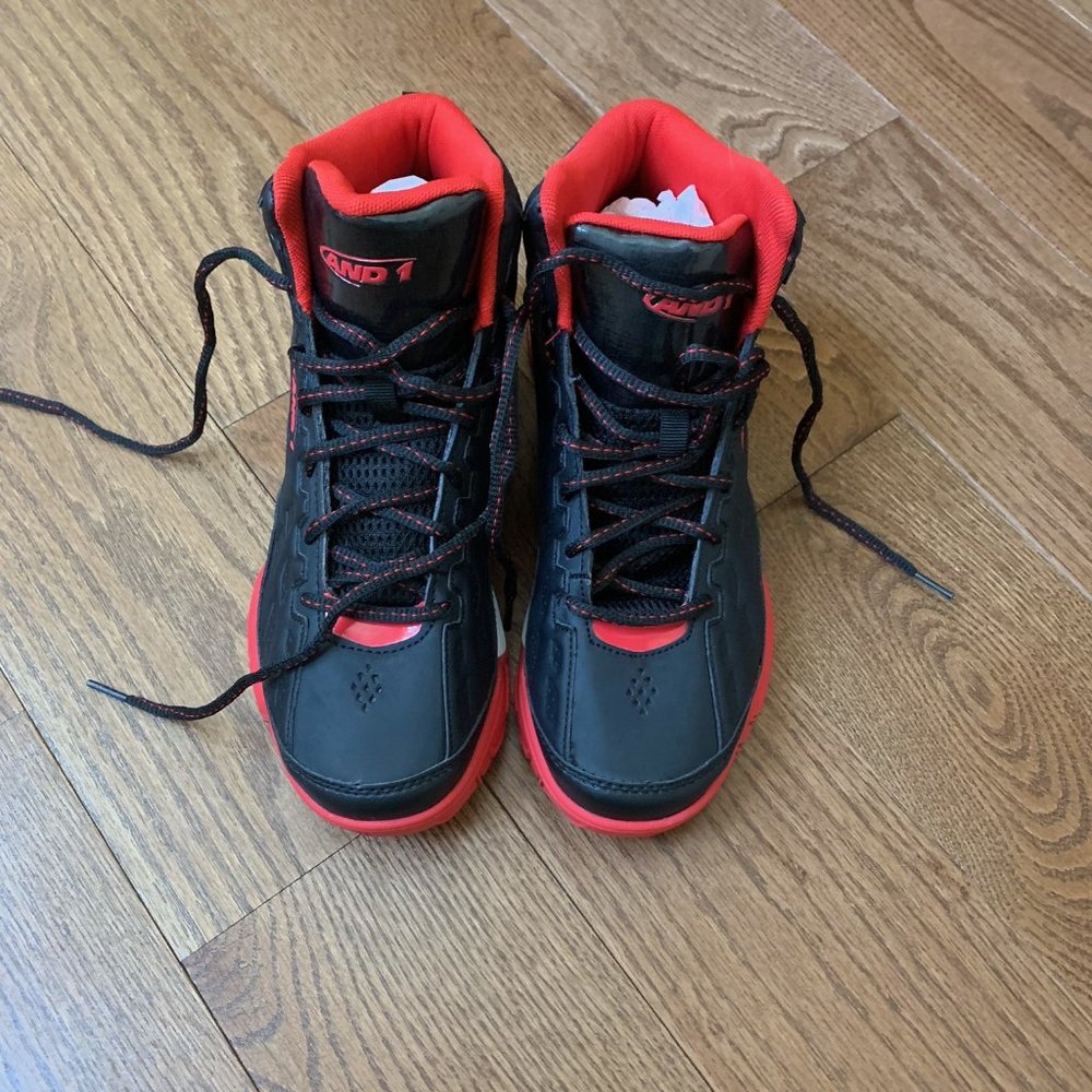 And 1 Sturdy High Top Sneakers size 7 Big Kid Red and Black